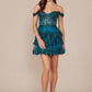 Nox Anabel K856 Short Off the Shoulder A-Line Tiered Skirt Dress