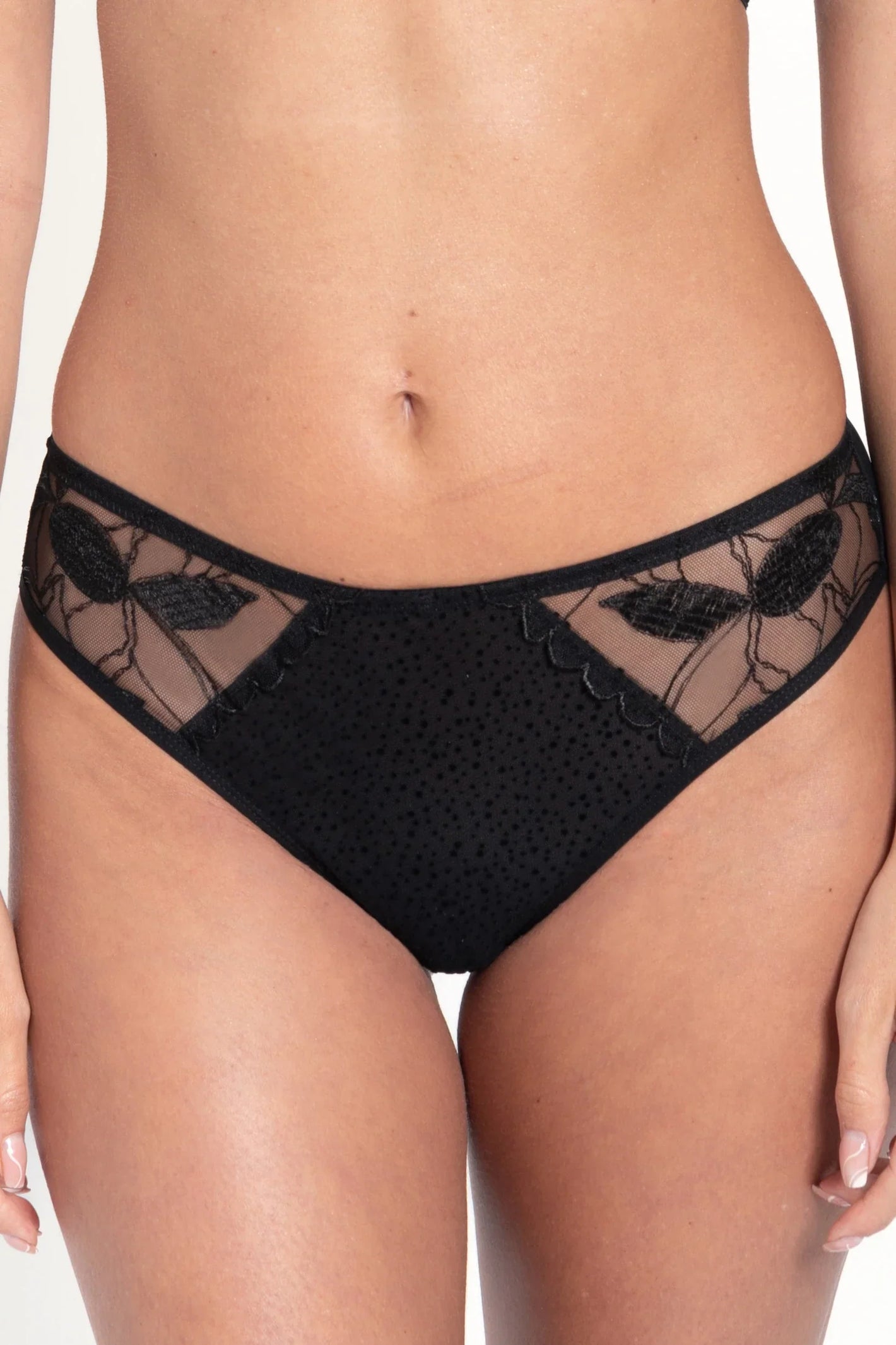 Samanta Kendall Semi-Sheer Mid-Rise Brief Panty-0