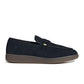 Black Adidas Men's Handball Spezial loafer, side view showing sleek design and classic branding, on a white background.