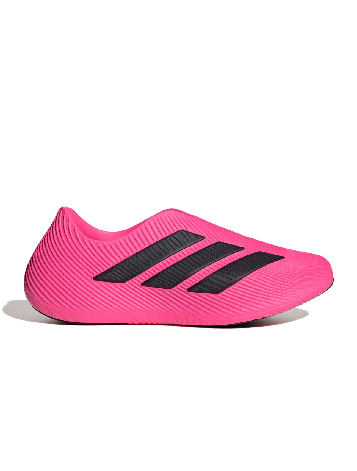Adidas men's Purechill pink footwear shown from a side view, featuring a sleek design and white sole, perfect for casual wear.