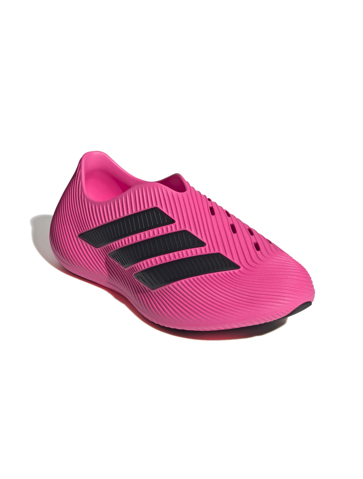 Adidas men's Purechill pink footwear, front and lateral view showing sleek design and white accents.