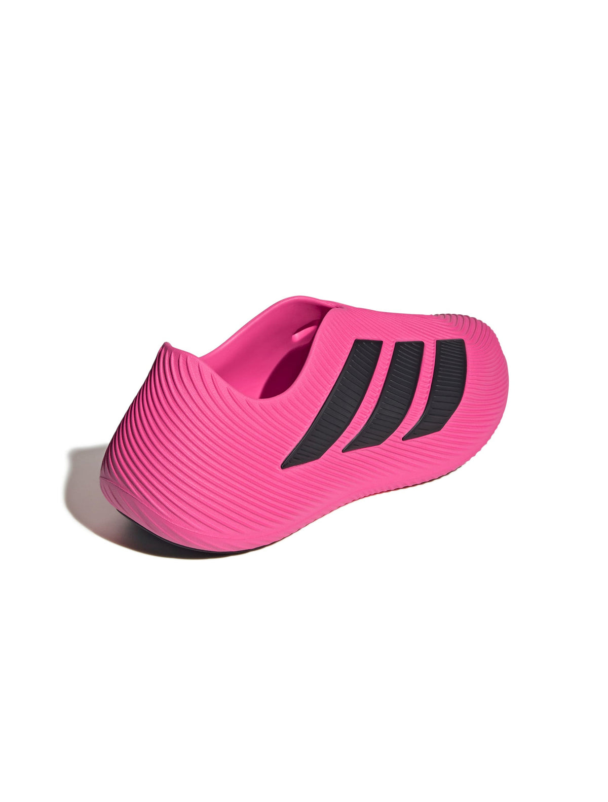 Pink Adidas men's Purechill footwear shown from back, lateral, and top views, featuring a sleek design with white accents.