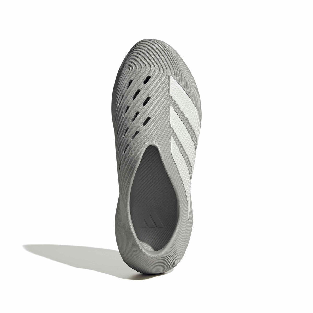 Gray Adidas Men's Purechill footwear shown from top view, featuring sleek design and comfortable fit.