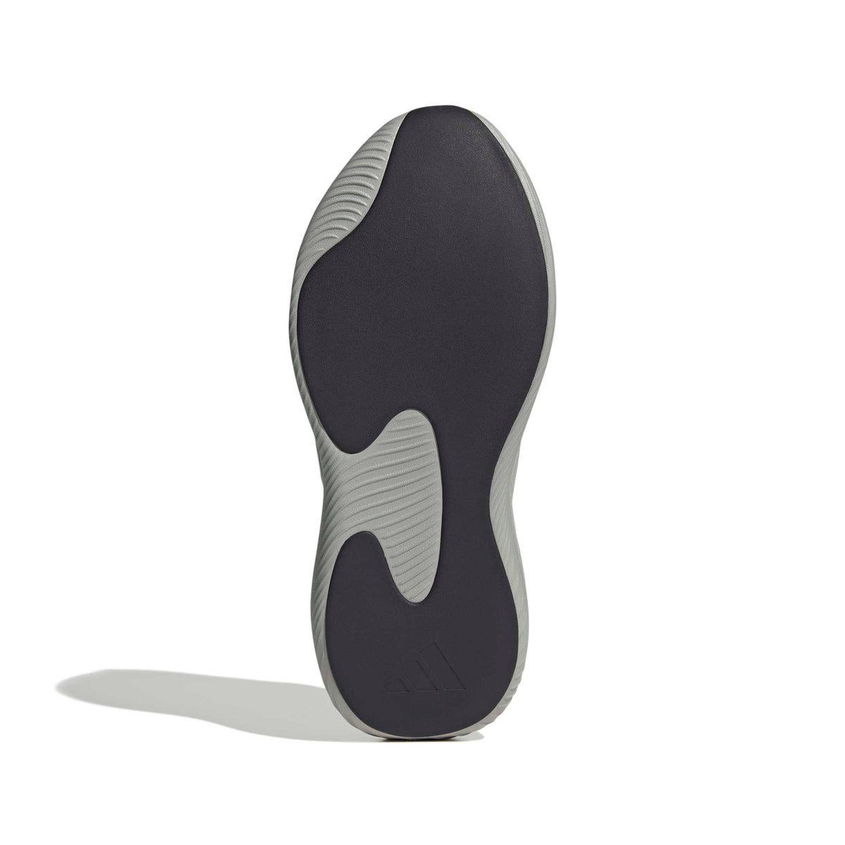 Men's Adidas Purechill grey footwear, shown from the bottom view, featuring clean white soles and a sleek athletic design.