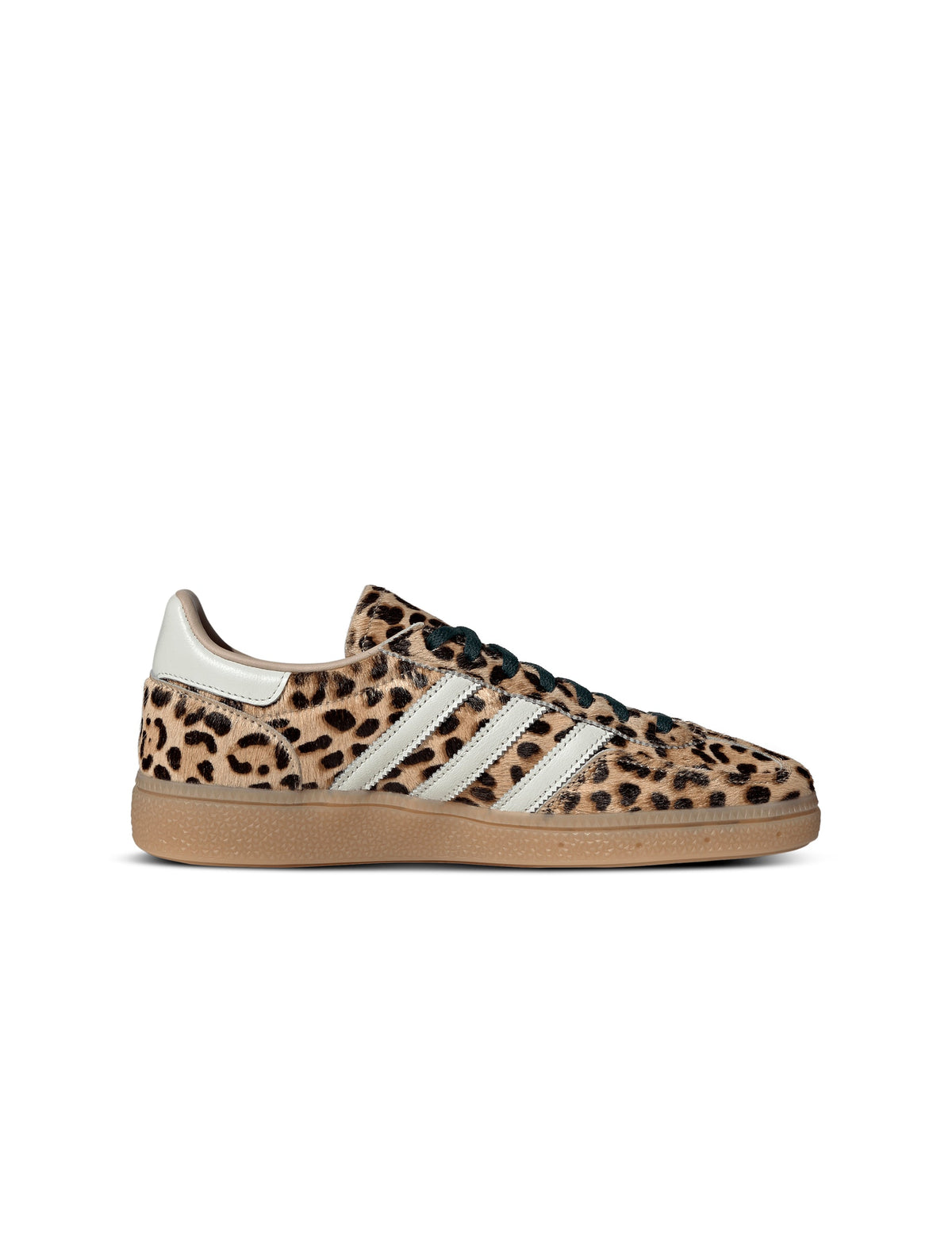 Adidas Women's Handball Spezial sneakers in Magic Beige, side view with white three-stripe detailing
