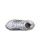 White and silver Adidas Big Kids Adistar Control 5 gradeschool footwear shown from a top portrait view.