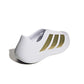 Adidas men's Purechill white and gold footwear, back and lateral top view showing sleek design and breathable material.