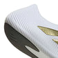 Adidas men's Purechill white and gold footwear with detailed view showing sleek design and comfortable fit.