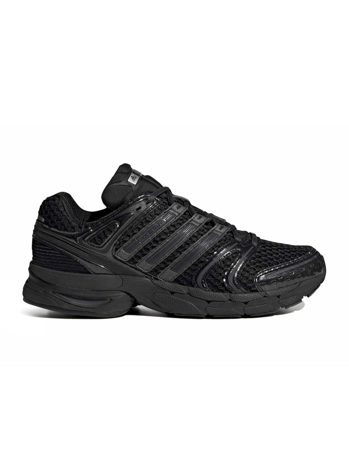 Black Adidas men's Control 5 footwear, side lateral view against a white background