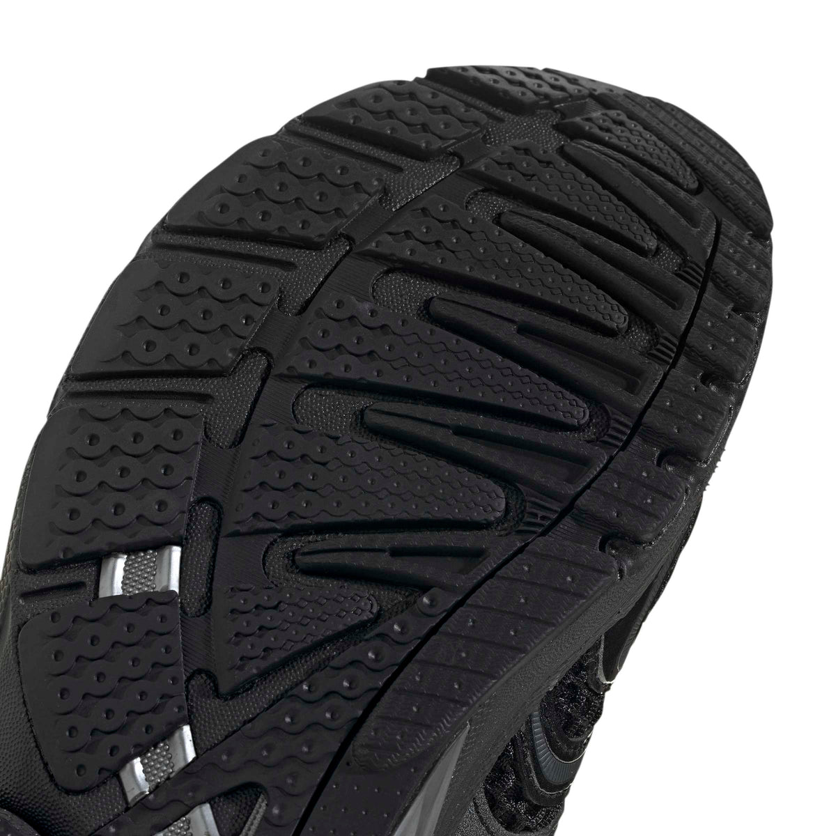Adidas men's Control 5 black footwear, side detail view on white background