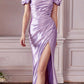 Cinderella Divine KV1056 Fitted Gathered Satin Gown