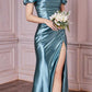 Cinderella Divine KV1056 Fitted Gathered Satin Gown
