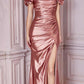 Cinderella Divine KV1056 Fitted Gathered Satin Gown