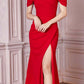 Cinderella Divine KV1057 Crepe Off the Shoulder Dress