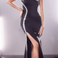 Cinderella Divine KV1082 Floor Length One Shoulder Stretch Satin Dress with Slit