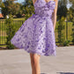 Ladivine KV1089 Short Floral Strapless A-Line Dress with Puff Sleeves
