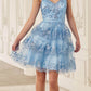 Ladivine KV1090 Glitter Printed A-Line Ruffle Short Dress