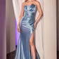 Ladivine KV1118 Dress Pleated Strapless Fitted Satin Gown