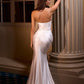 Ladivine KV1118W Fitted Strapless Luxe Satin Bridal Gown