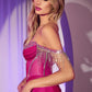 Ladivine KV1123 Dress Off The Shoulder Fitted Fringe Gown