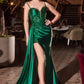 Ladivine KV1125 Fitted Satin & Lace Bodycon Prom Dress