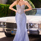 Ladivine KV1129 Strapless Sweetheart Neck Crystal Linear Beading Gown