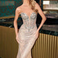 Ladivine KV1129 Strapless Sweetheart Neck Crystal Linear Beading Gown