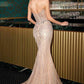 Ladivine KV1129 Strapless Sweetheart Neck Crystal Linear Beading Gown