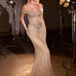 Ladivine KV1130 Mermaid Gown Off Shoulder Crystal Embellished Tulle