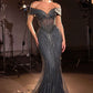 Ladivine KV1130 Mermaid Gown Off Shoulder Crystal Embellished Tulle