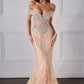 Ladivine KV1130 Mermaid Gown Off Shoulder Crystal Embellished Tulle
