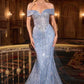 Ladivine KV1130 Mermaid Gown Off Shoulder Crystal Embellished Tulle