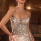 Ladivine KV1131 Strapless Satin Fitted Gown Side Sash