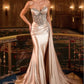 Ladivine KV1131 Strapless Satin Fitted Gown Side Sash