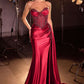 Ladivine KV1131 Strapless Satin Fitted Gown Side Sash