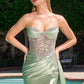 Ladivine KV1131 Strapless Satin Fitted Gown Side Sash