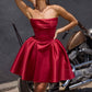 Ladivine KV1133 Strapless A-Line Luxe Satin Short Mini Dress