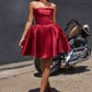 Ladivine KV1133 Strapless A-Line Luxe Satin Short Mini Dress