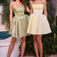 Ladivine KV1133 Strapless A-Line Luxe Satin Short Mini Dress