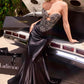 Ladivine KV1135 Strapless Sweetheart Bead and Crystal Satin Evening Gown