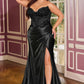Ladivine KV1136C Strapless Sweetheart Draped Satin Fitted Plus Size Gown