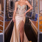 Ladivine KV1136 Strapless Sweetheart Draped Satin Skirt Fitted Evening Gown