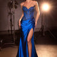 Ladivine KV1136 Strapless Sweetheart Draped Satin Skirt Fitted Evening Gown