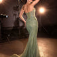 Ladivine KV1137 Strapless Beaded Bodice Glitter Tulle Mermaid Dress