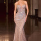 Ladivine KV1137 Strapless Beaded Bodice Glitter Tulle Mermaid Dress