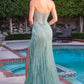 Ladivine KV1138 Strapless Crystal and Sequin Mermaid Evening Gown