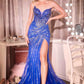 Ladivine KV1138 Strapless Crystal and Sequin Mermaid Evening Gown