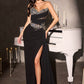Ladivine KV1143 Sweetheart Beaded Bodice Strapless Leg Slit Formal Gown