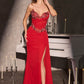 Ladivine KV1143 Sweetheart Beaded Bodice Strapless Leg Slit Formal Gown