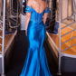 Ladivine KV1144 Off the Shoulder Fitted Satin Gown Lux Draping